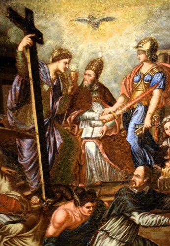 Antiquités - Le triomphe de l'Église sur les hérésies des jansénistes - Ecole française du XVIIe siècle